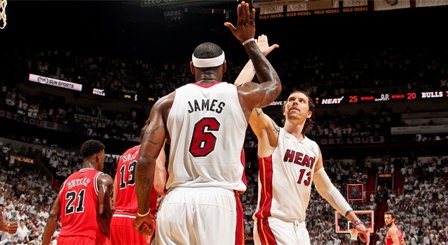 公牛78-115热火 詹皇肘击诺阿韦德用球砸人吃T