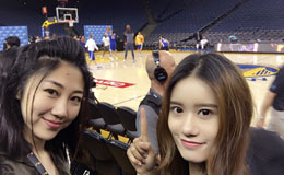 王仕鹏携妻子好友看G1训练 甲骨文中心球馆人气爆棚