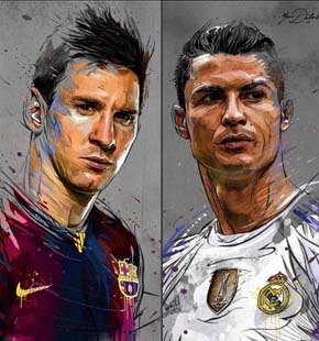 艺术家笔下的c罗梅西 足球明星手绘图