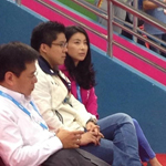 郭晶晶霍启刚观看青奥会武术比赛