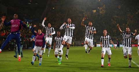 欧冠-特维斯双响莫拉塔破门 尤文双杀多特晋级