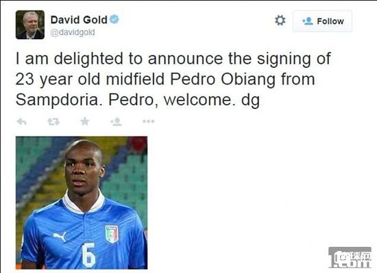 西汉姆联主席迎新援闹笑话