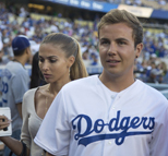 格策为美职棒开球 美艳女友撅嘴卖萌