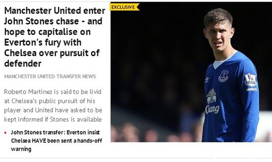 曼联求购斯通斯