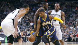 马刺后程发力生擒步行者 莱纳德24分乔治14中1