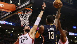 猛龙主场胜步行者扳回一分 双星联手力克猛将乔治