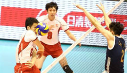 中国男排如铜墙铁壁一般 粉碎了日本队的进攻