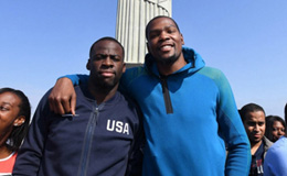 美国梦之队空降面包山 杜兰特与格林汤神秀合影