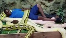 易建联前队友躺蟒蛇堆 塞拉芬身高堪比姚明