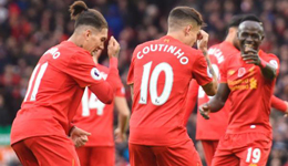 利物浦英超排名第一 红蓝军团齐刷数据争胜