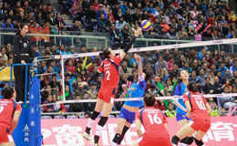 女排联赛第三轮比赛精彩瞬间 天津女排零封对手