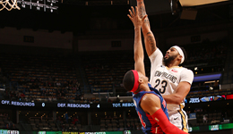 浓眉哥30+10伤退考神20+10+4 鹈鹕3分险胜活塞