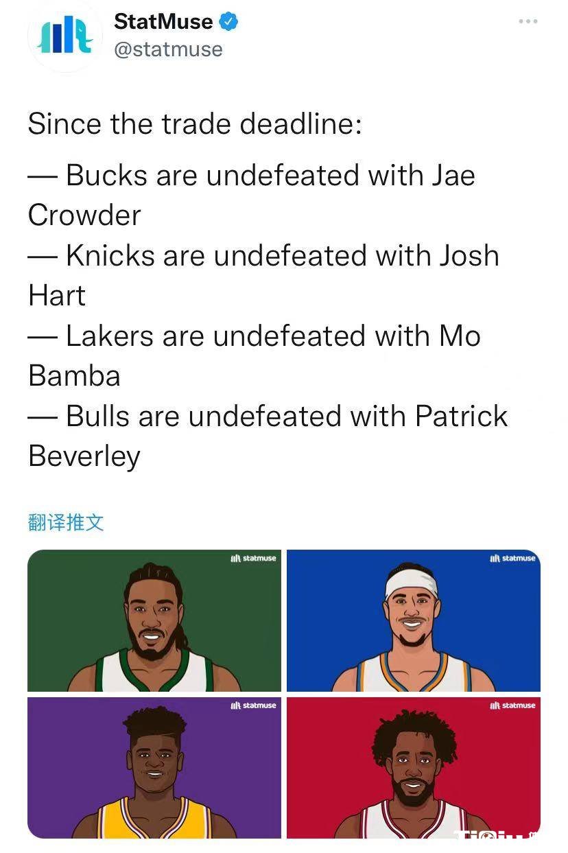 湖人雄鹿尼克斯公牛未尝败绩